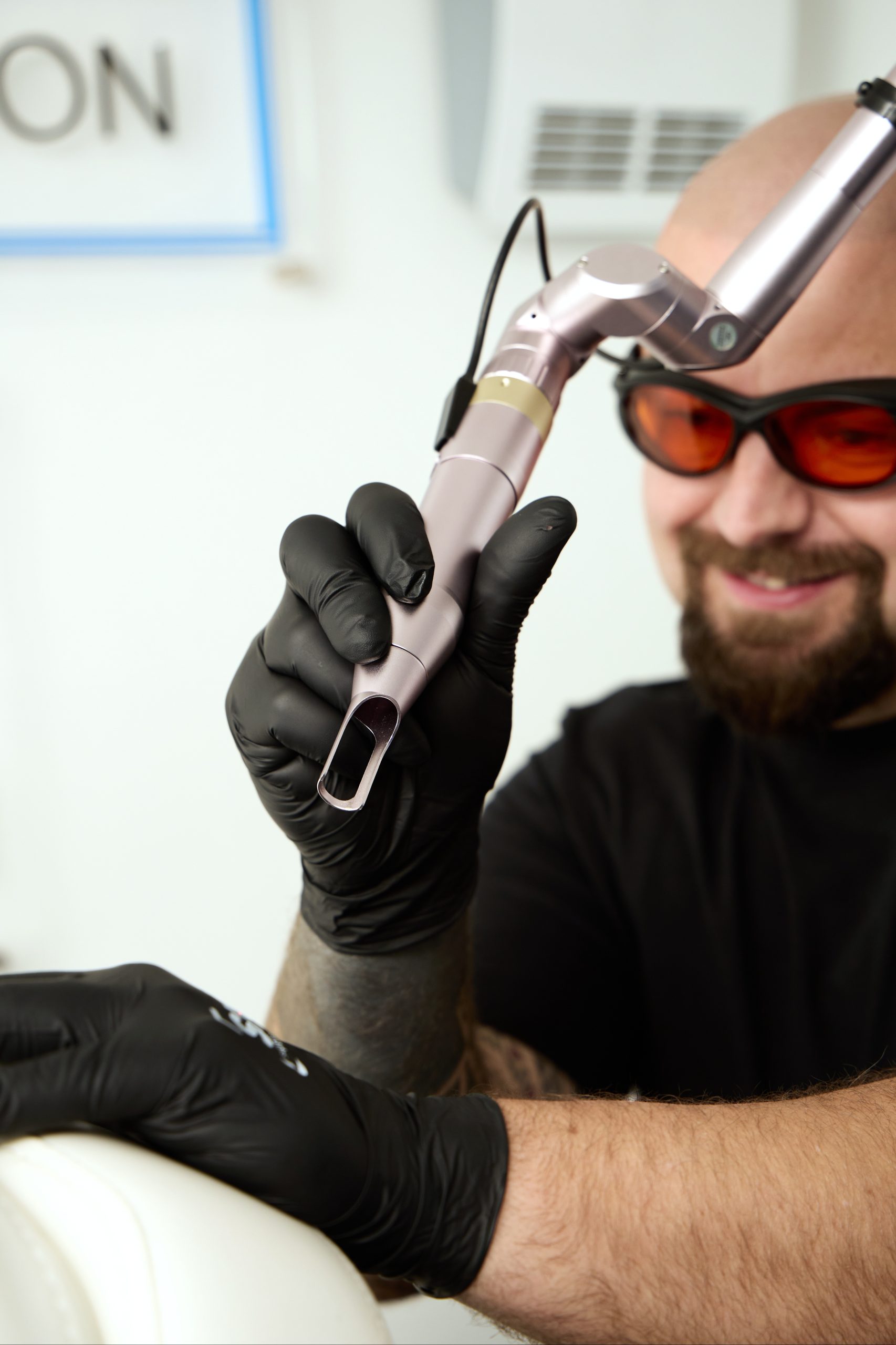 Laser treatment in progress